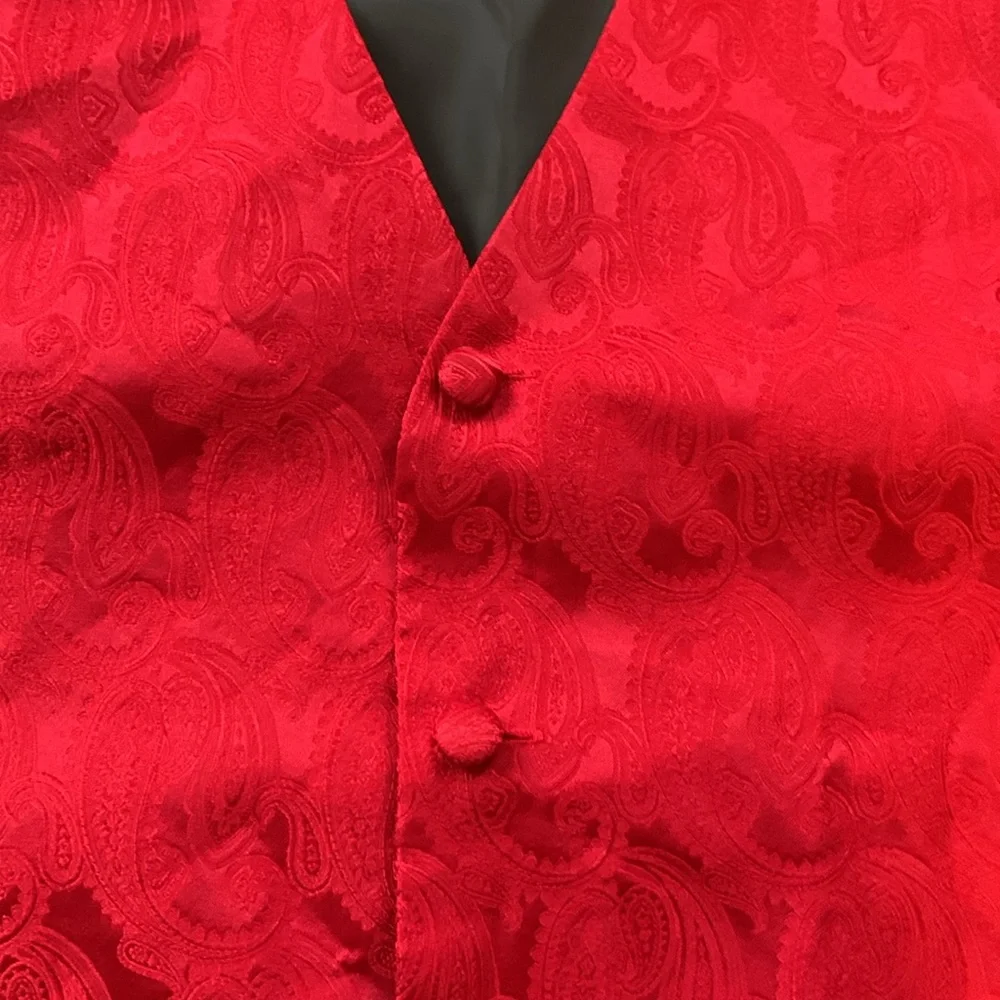 Pierre Cardin Red Brocade Vest with Black Lining